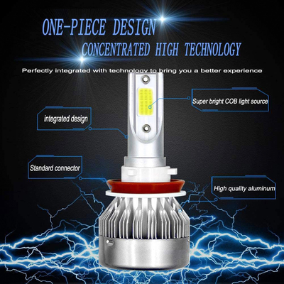 12V White C6 Led Headlight Bulb 36W 3800Lm Cob H1 H7 H11 H3 9005 9006 H4 6500K